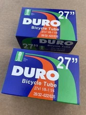 Two (2) -  27” x 1 1/4 Schrader Valve 32mm Road Bicycle Inner Tubes DURO Quality