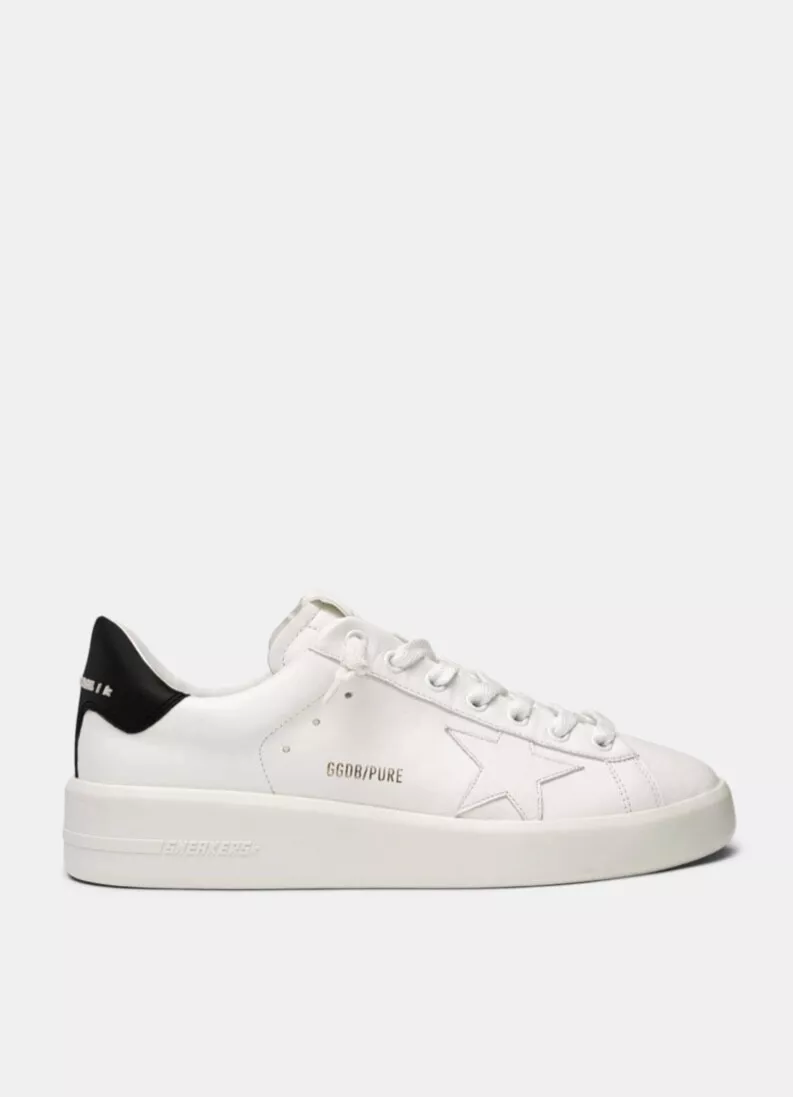 Golden Goose Men's Pure Star White Leather & Black Heel