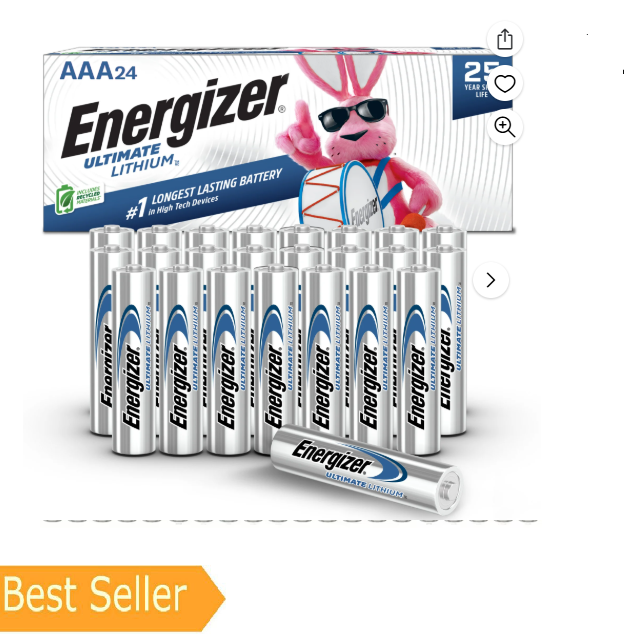 Energizer Ultimate Lithium AAA Batteries (24 Pack), Triple A Batteries-image