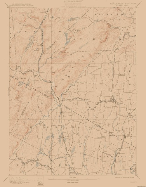 Topo Map Ramapo New York Sheet USGS 1893 23.00 x 29.43 eBay