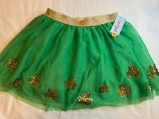 Cat  Jack Green Tutu Gold Shamrock Clover Skirt St Patrick's Day Girls XL/14