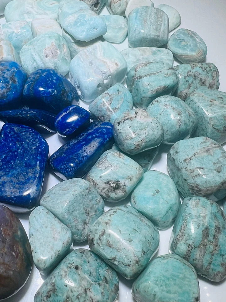 Trommelstein Set 1kg Natursteine Edelstein AAA Qualität Ajna Dritteauge Chakra - Bild 4 von 4