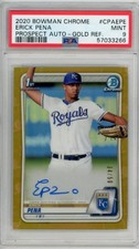 PSA9 2020 Topps Bowman Chrome Erick Pena Prospect Auto Gold /50
