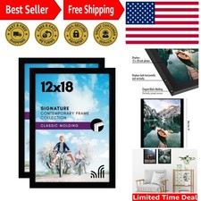 Signature Collection Black Frames - Set of 2 with Shatter-Proof Glass, 12x18