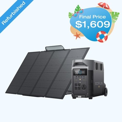 EcoFlow DELTA Pro 3600Wh+400W Solar Panel Solar Generator Certified Refurbished