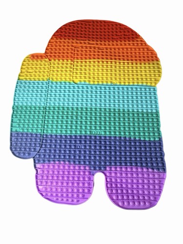 Giant Among Us Pop It Fidget Toy XXL Rainbow Silicone Sensory Bubble 33" x 25"