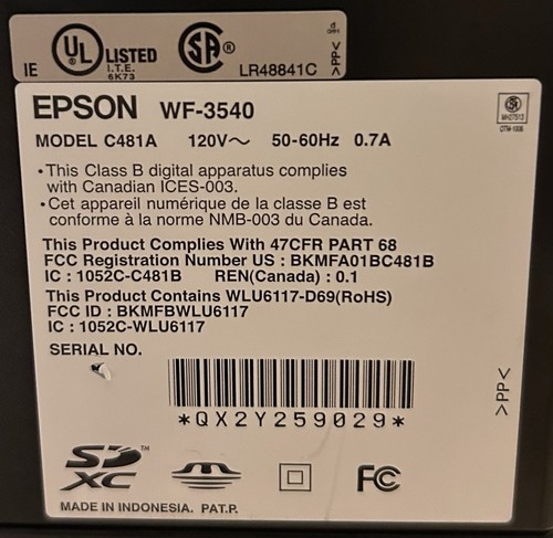 Epson WF-3540 All-in-One Color Inkjet Fax, Copier, Scanner & Printer - Picture 15 of 15