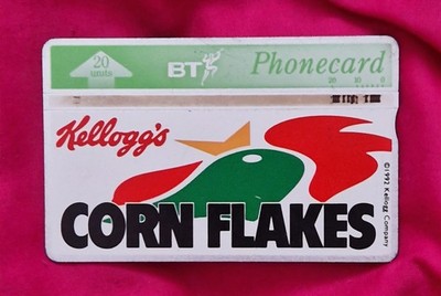 VINTAGE KELLOGGS CORNFLAKES TELEFONKARTE BT TELECOM INTERNATIONAL TELEFONKARTE K C F