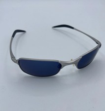 Oakley Square Wire 2.0 Sunglasses Silver Frame Blue Lenses Front Logo