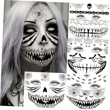 EGMBGM 4 Sheets Scary Halloween Face Temporary Tattoos For Women Men, ScaryFace