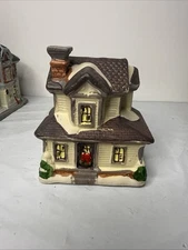 Greenbrier Intl. Christmas House Porcelain Ceramic 4” Tall NWT