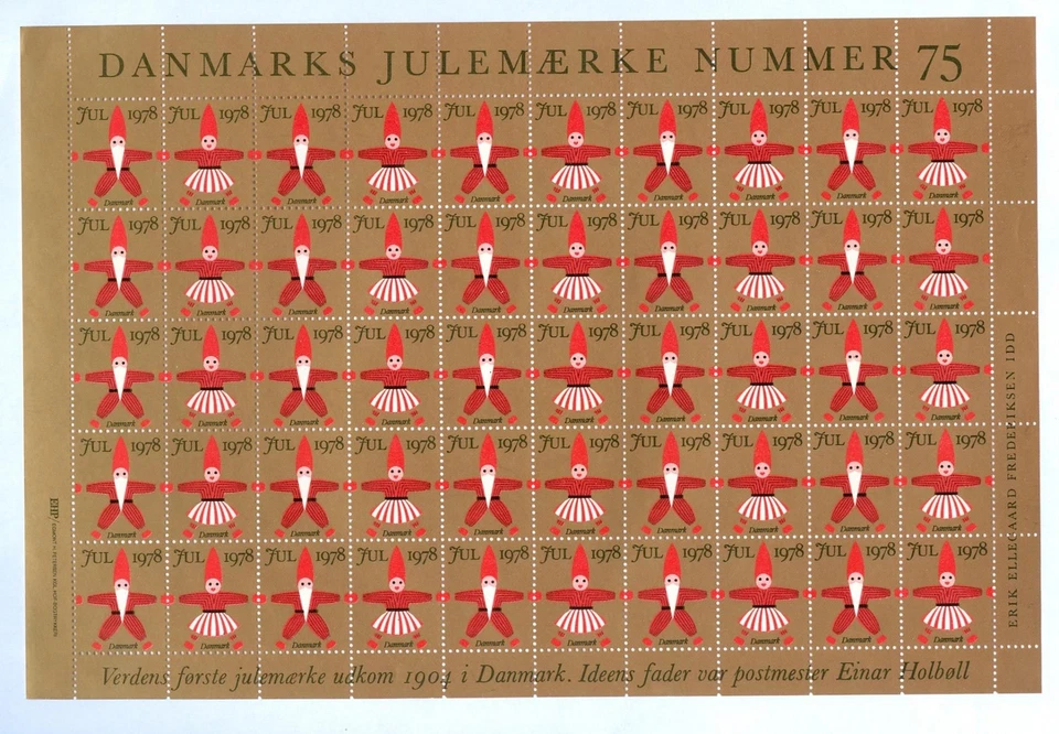 Dinamarca. Sello de Navidad 1978 hoja escala/impresión a prueba. 5 hojas. Perf. Compl. Set Foto 2 de 2