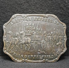 WH09161 VINTAGE 1970s AMERICAN EXRESS / WELLS BUTTERFIELD CO BELT BUCKLE