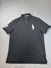 Polo Ralph Lauren Classic Fit Big Pony Black Polo Shirt Mens XL White Logo 3