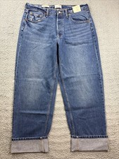 Universal Thread Women's Size 14 Mid Rise 90's Baggy Cuffed Jeans Dark Wash