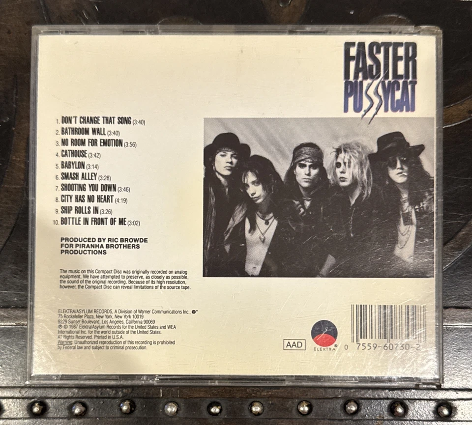 Faster Pussycat Self Titled CD First Pressing 1987 Elektra Asylum AAD Glam Rock Foto 2 de 4