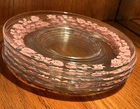 Pink Pyrex Gooseberry Pattern Anchor Hocking Clear Glass Bread Plates Set Of 5