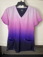 GT Performance Women's Ombre Scrubs Print Top Uniform Size M