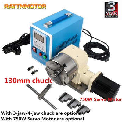 CNC Rotary 4th Axis 3jaw 4 jaw Chuck 130mm 750W Servo Motor For Metal Roller Cam