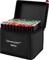 Alkohol Marker Set - 80+3 Marker Stifte Farben MeißEl Feine Verdoppelt Spitzt