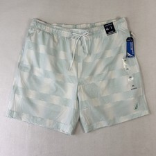 Nautica Men  s XXL White Green Board Shorts 8  Inseam Performance Swim Trunks NWT