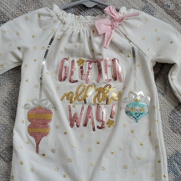 Mud Pie Baby Girls Sequin Christmas Holiday Outfit Sz0-3m - Image 3 of 4