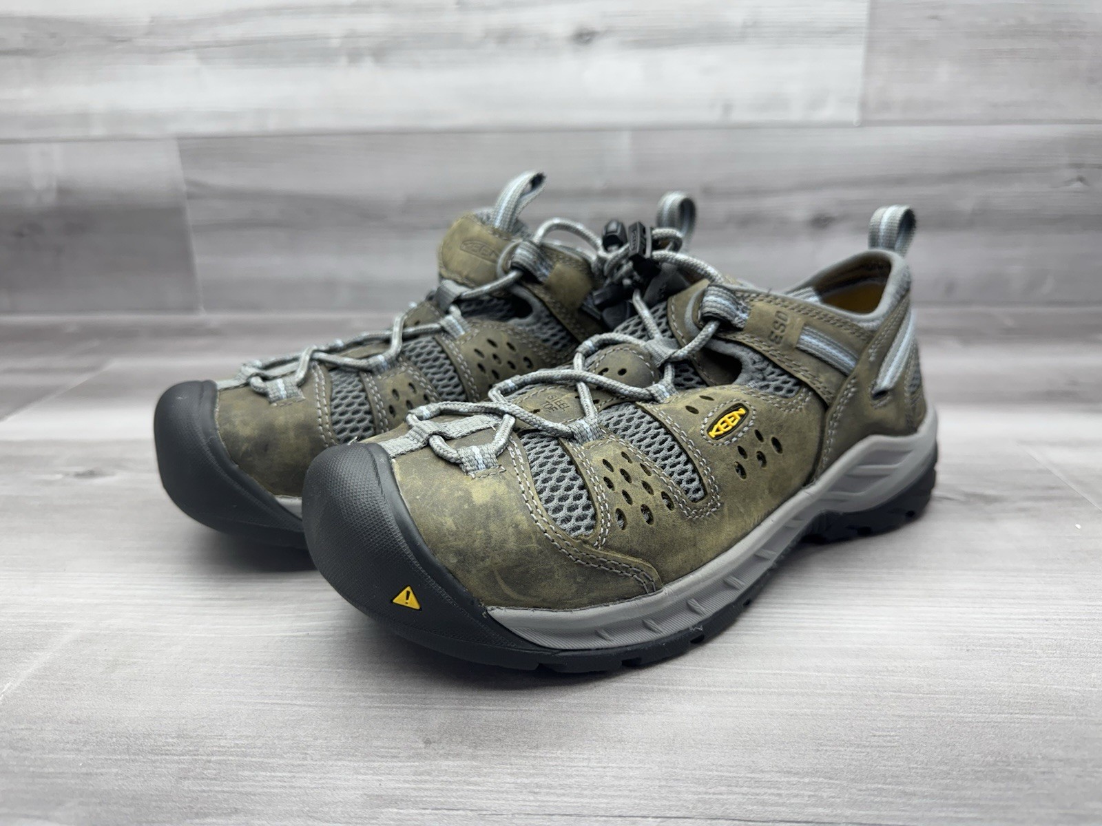 Scarpe da lavoro Keen ATLANTA COOL II donna taglia 7 marroni utility punta acciaio usate in ottime condizioni