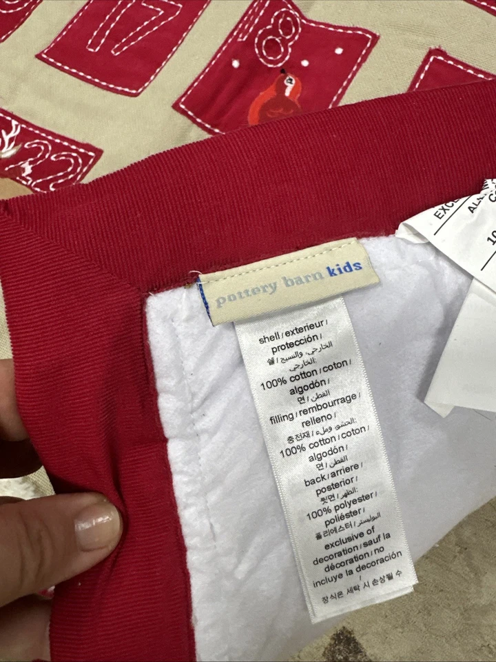 NWOT POTTERY BARN KIDS 100% Cotton Red/Tan Wall Advent Christmas Calendar - Image 3 of 4
