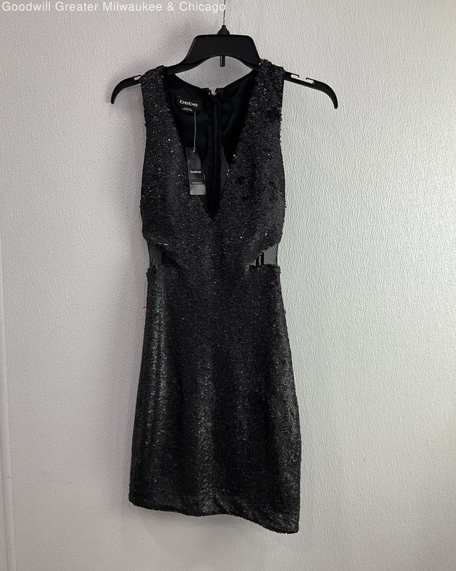 NWT Bebe Ocelot Black Sequin Dress Size 0