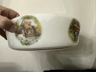 Vintage Country Farm Bridge Scene Bares Hurricane Milk Glass Lamp Shade