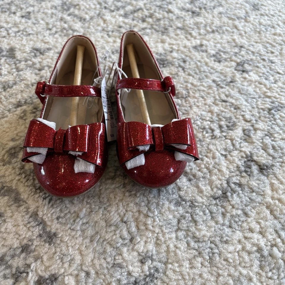 Pisos planos de ballet con lazo brillante para niñas pequeñas Foto 2 de 4