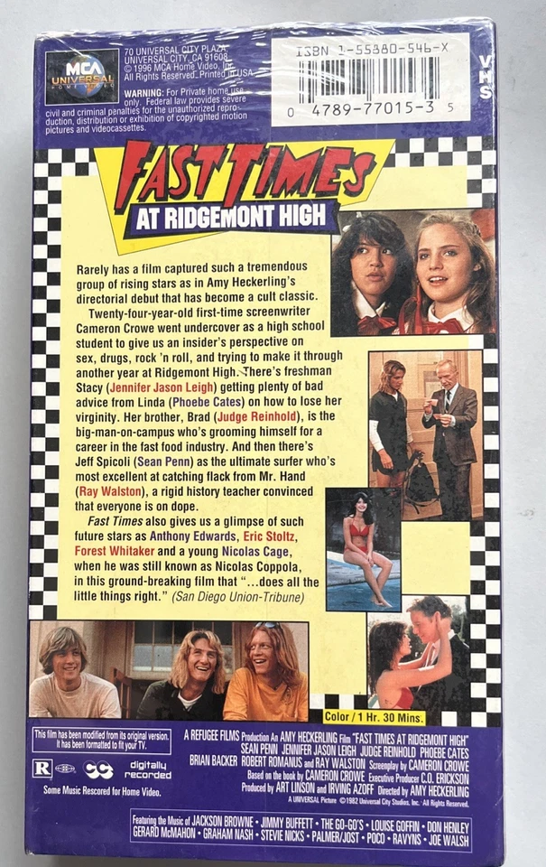 Fast Times at Ridgemont High (VHS, 1982) NEW & SEALED - 1996 MCA Video - Image 4 of 4