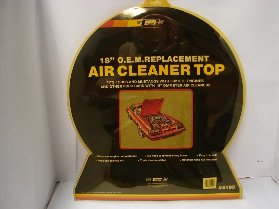 Nuevo de Lote Antiguo Junta Mr. 1984 1985 Ford Saleen Mustang 5,0 L Cromo Filtro de Aire Superior 18” 302 Foto 4 de 4