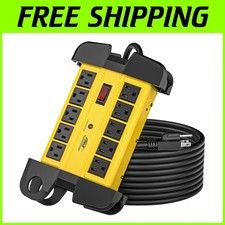Heavy Duty 10-Outlet Surge Protector Power Strip, 15ft Cord