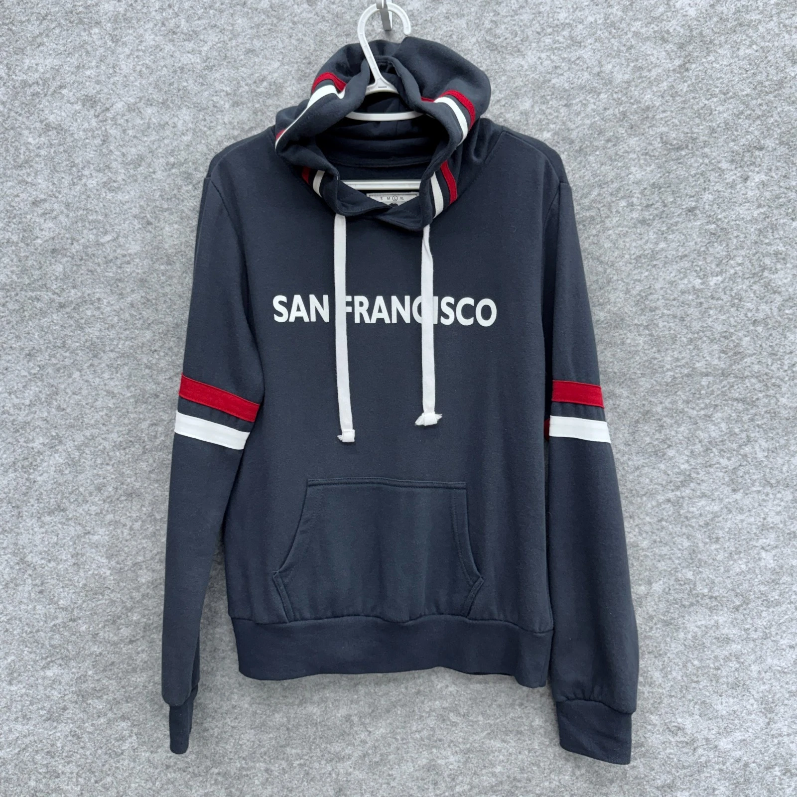 Reflex Men's Pullover Hoodie Sweatshirt L, San Francisco Text Cotton Blend, Blue