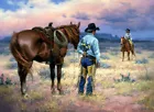 Home Decor Art Cowboy giving flowers to girl Giclee Oil Painting canvas