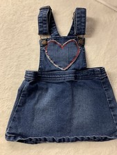 Genuine Kids Oshkosh 18M Overall Dress Heart Detail Valentines Frayed