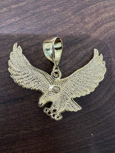 Sterling Silver Gold Plated Large Eagle Hawaii Mens Pendant - Picture 3 of 4