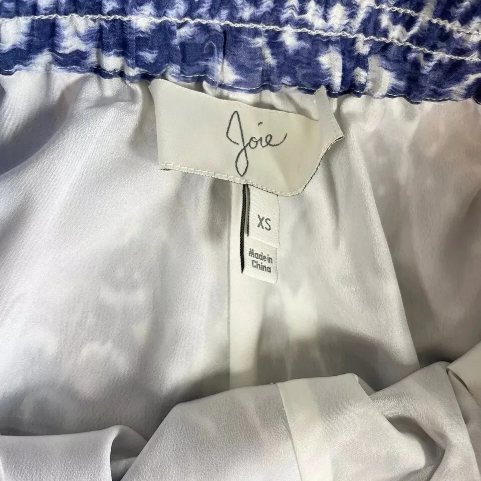 Pantalones Cortos de Salón Joie Layana con Cordón para Mujer XS Azul Ikat Seda Corbata Bolsillos Frontales Foto 3 de 4