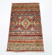 2 x 3 ft TribalSmall Accent Rug Afghan Hand Knotted Veg Dye Wool Rug Doormat Rug