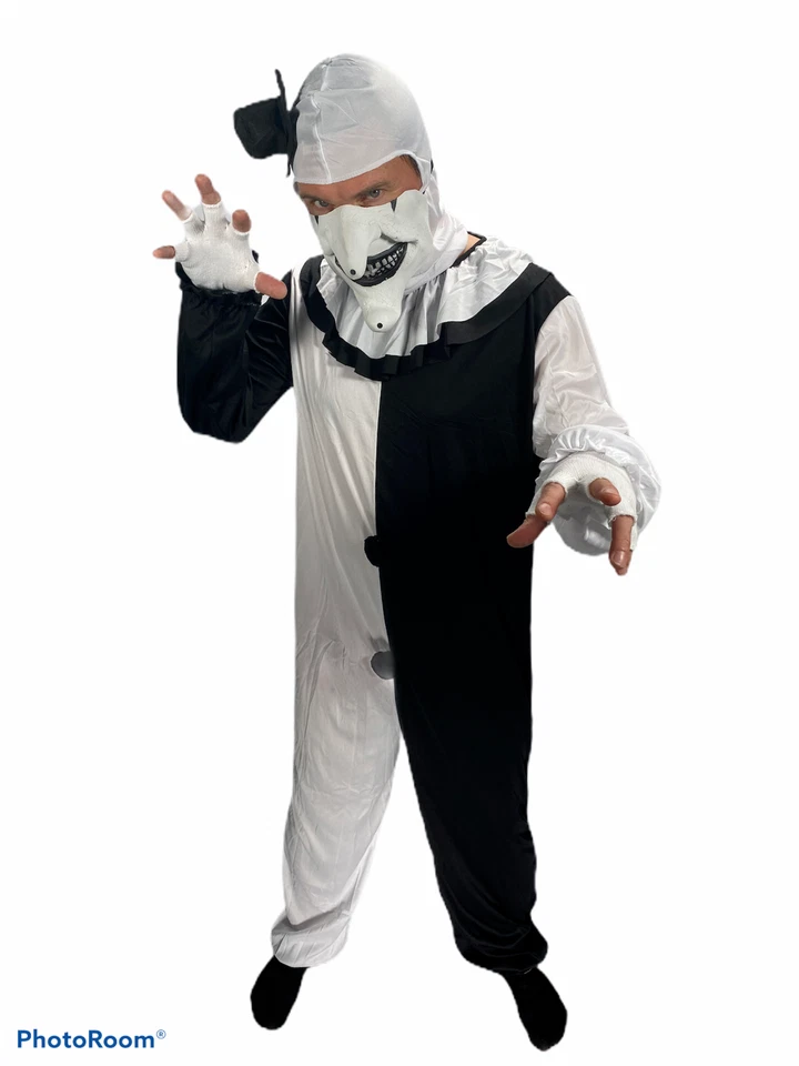 Mens Scary Clown Fancy Dress Halloween Terrifying Adults Horror Art Costume - Image 2 of 4