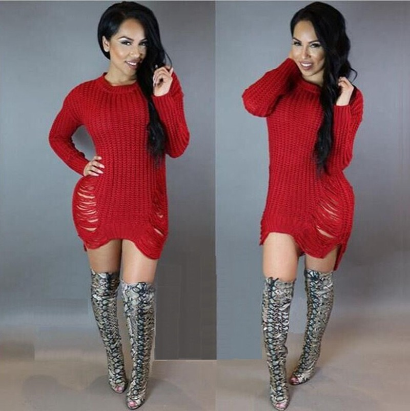 Neck Sweater Dress Club Party 