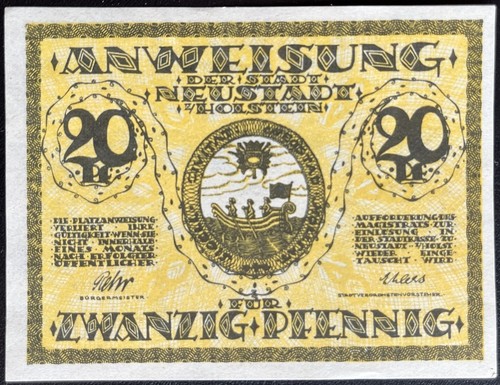 20 Pfennig Neustadt (Holstein) Serienschein Gutschein Notgeld #15.04.b*
