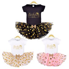 Baby Girl Cute Boho Princess 1st 2nd Birthday Outfit Romper Tutu Skirt Cloth Set