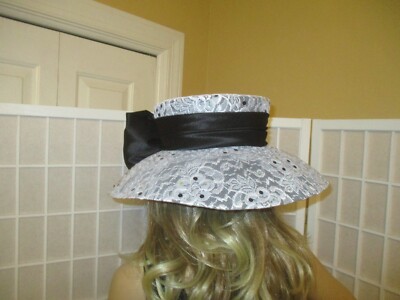 Whittall & Shon vintage wide brim straw & lace derby/church  display picture 3
