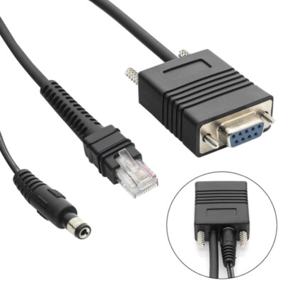 9Pin RS232 Serial Cable with 12V Power Supply For Zebra LI3678 DS3678 6.5FT(2M)