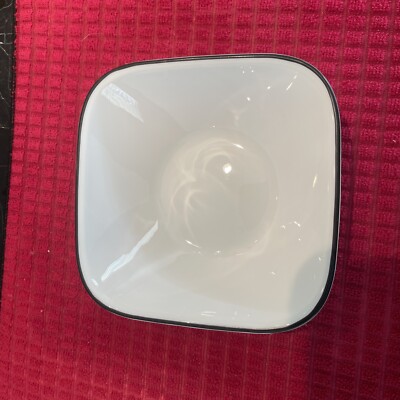 Corelle Vitrelle SIMPLE LINES White Black SQUARE Cereal Bowl 6 1/4  EUC
