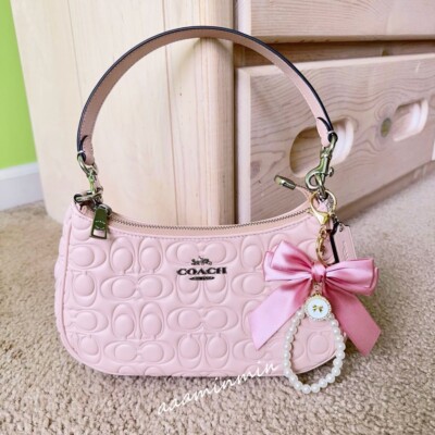 NWT Coach Teri Shoulder Bag In Signature Leather CY774 In Silver