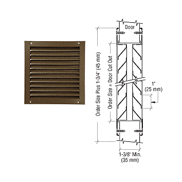 CRL 700A Series 12" x 12" Door Louver – 50% Free Flow, Bronze Finish - Picture 3 of 3