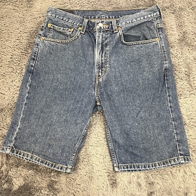 Levis 505 Jeans Shorts Mens 33 (Fits 32x9.5) Blue 100% Cotton Denim
